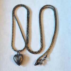 Vintage Silver Heart Pendant Necklace